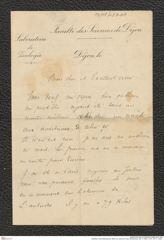 Nachlass Franz Steindachner, Brief von Jobius an Franz Steindachner (28.10.1886), Inv.Nr. 257.01, Seite 1